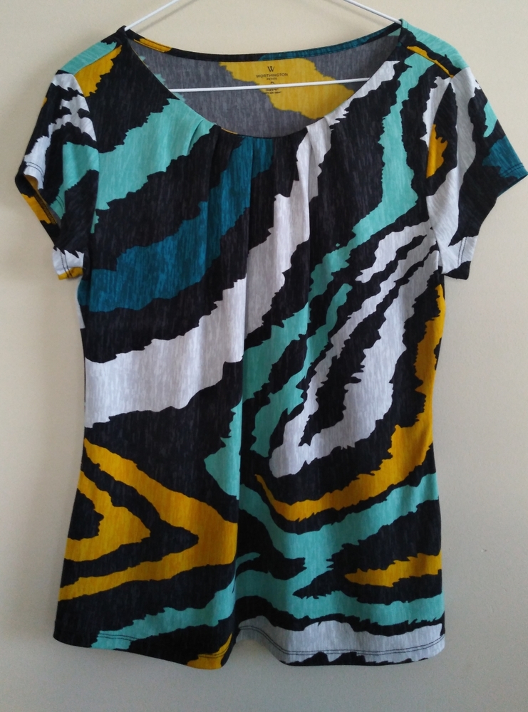 Worthington Animal Print Multicolored Shirt